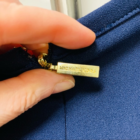 NWOT Michael Kors Navy Dress w/Sleeve Embellishments Size XS - Picture 9 of 12